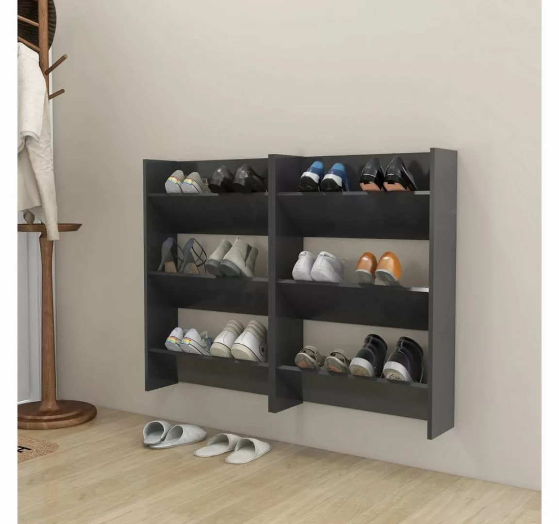 furnicato Hängeschuhschrank Wand-Schuhschränke 2 Stk. Grau 60x18x90 cm Holz günstig online kaufen