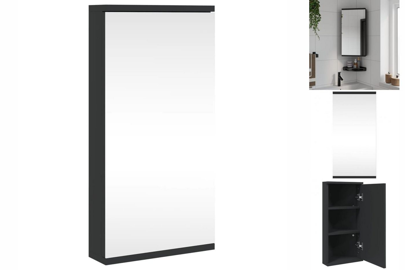 vidaXL Spiegelschrank Eck-Spiegelschrank Schwarz 30x24x60 cm günstig online kaufen