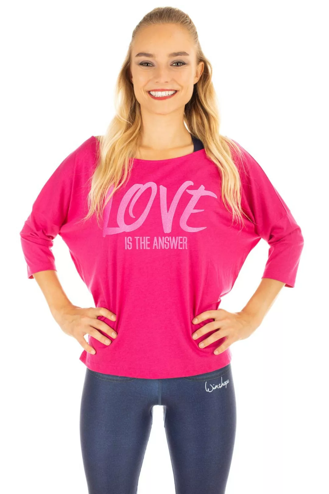 Winshape 3/4-Arm-Shirt "MCS001 ultra leicht", mit neon pinkem Glitzer-Aufdr günstig online kaufen