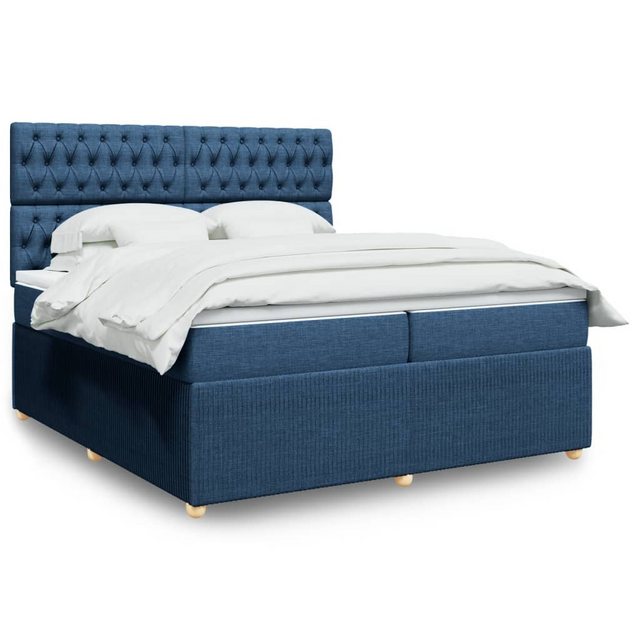 vidaXL Boxspringbett, Boxspringbett mit Matratze Blau 200x200 cm Stoff günstig online kaufen