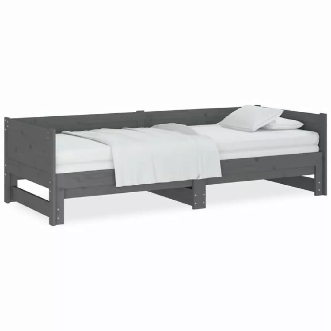 vidaXL Bett Ausziehbares Tagesbett Grau Massivholz Kiefer 2x(90x190) cm günstig online kaufen
