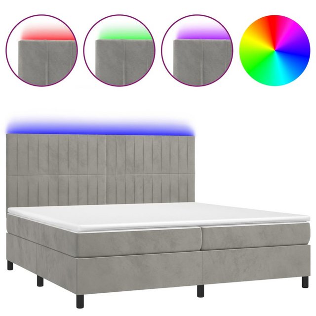 vidaXL Boxspringbett Boxspringbett mit Matratze & LED Samt (200 x 200 cm, H günstig online kaufen