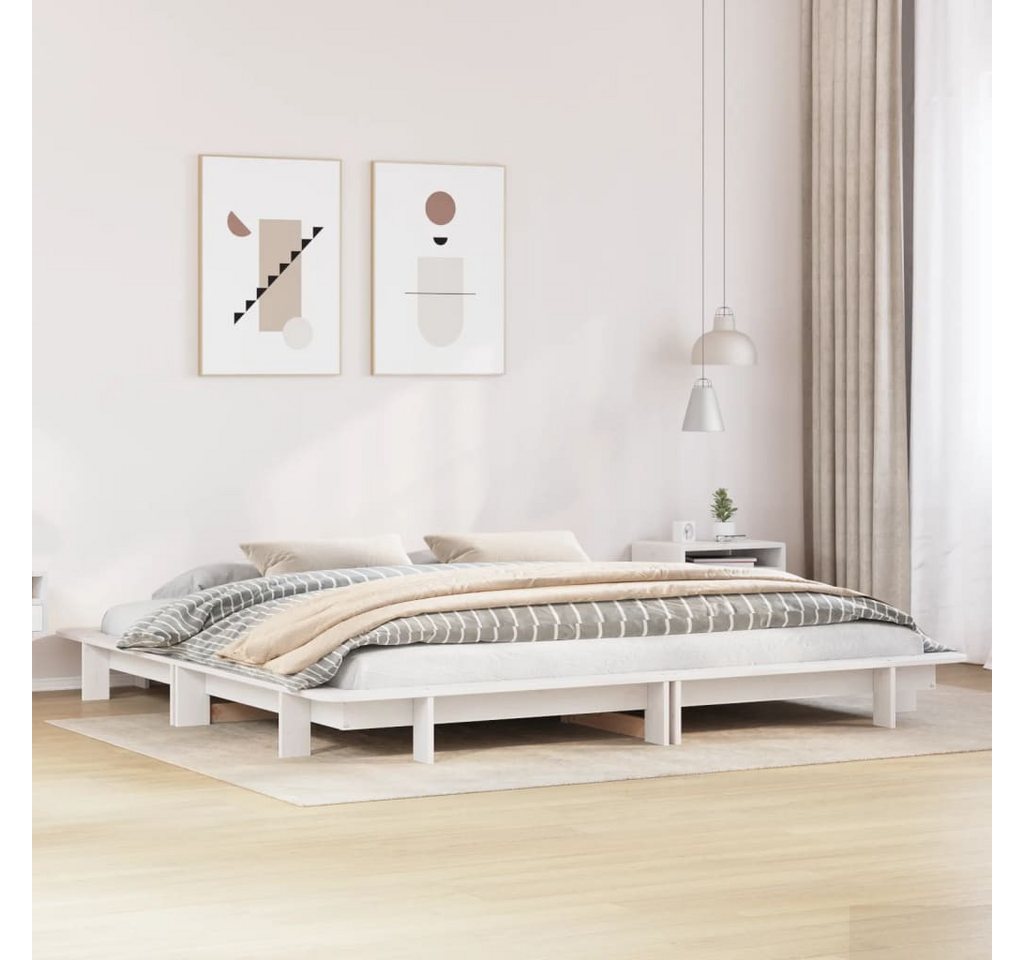 vidaXL Bett, Massivholzbett ohne Matratze Weiß 180x200 cm Kiefernholz günstig online kaufen