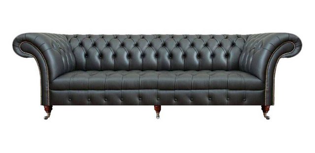 JVmoebel Chesterfield-Sofa Schwarz Sofa Dreisitze Couch Polster Leder Luxus günstig online kaufen