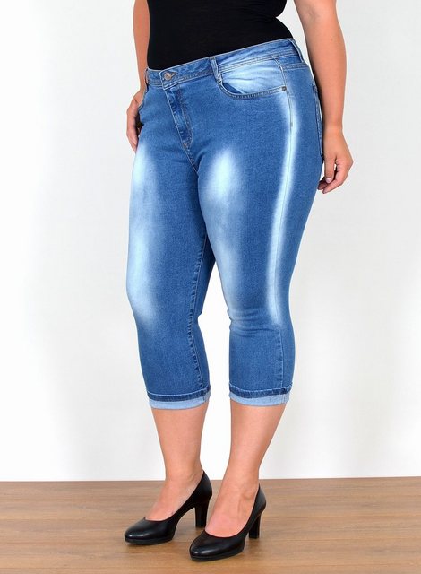 ESRA Caprijeans Capri Jeans Damen High Waist 3/4 Hose Stretch kurze Jeans D günstig online kaufen