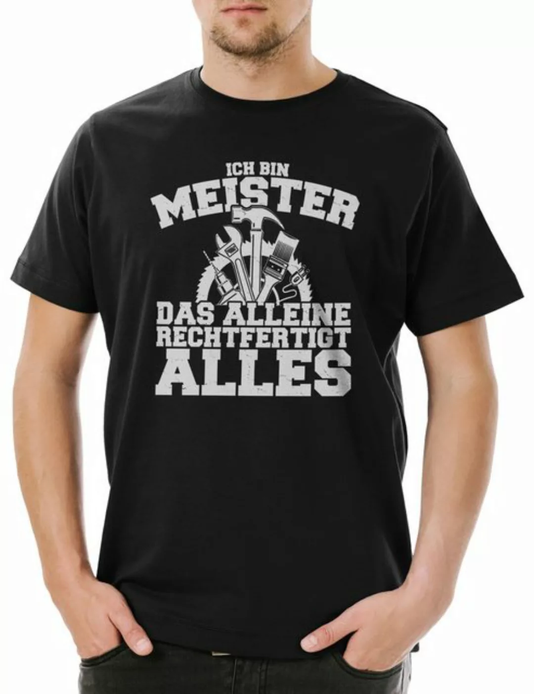 Urban Backwoods Print-Shirt Meister Handwerker Herren T-Shirt Maurer Schrei günstig online kaufen