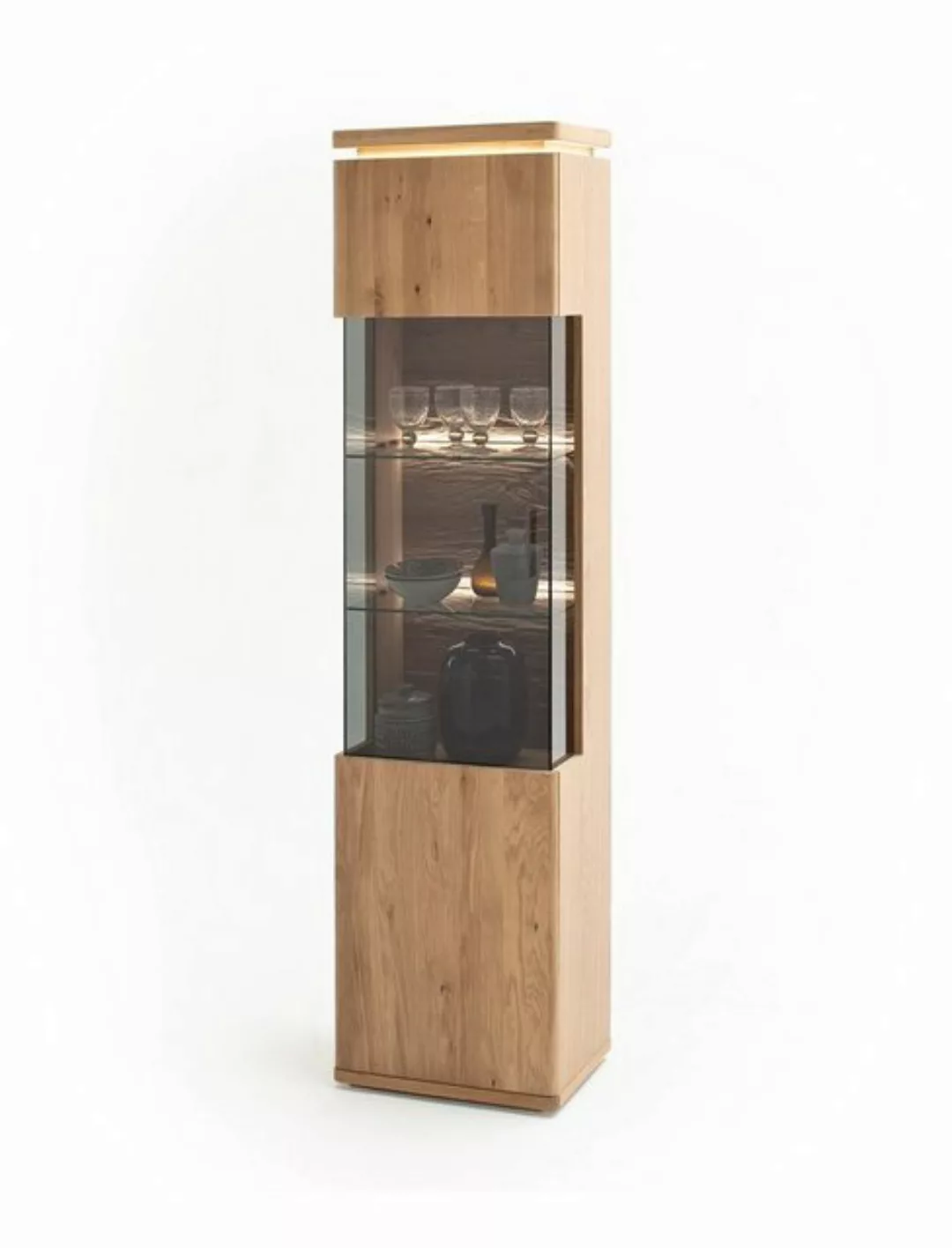 expendio Vitrine Burgos 10 Balkeneiche Bianco 50x204x37 Rückwandbeleuchtung günstig online kaufen