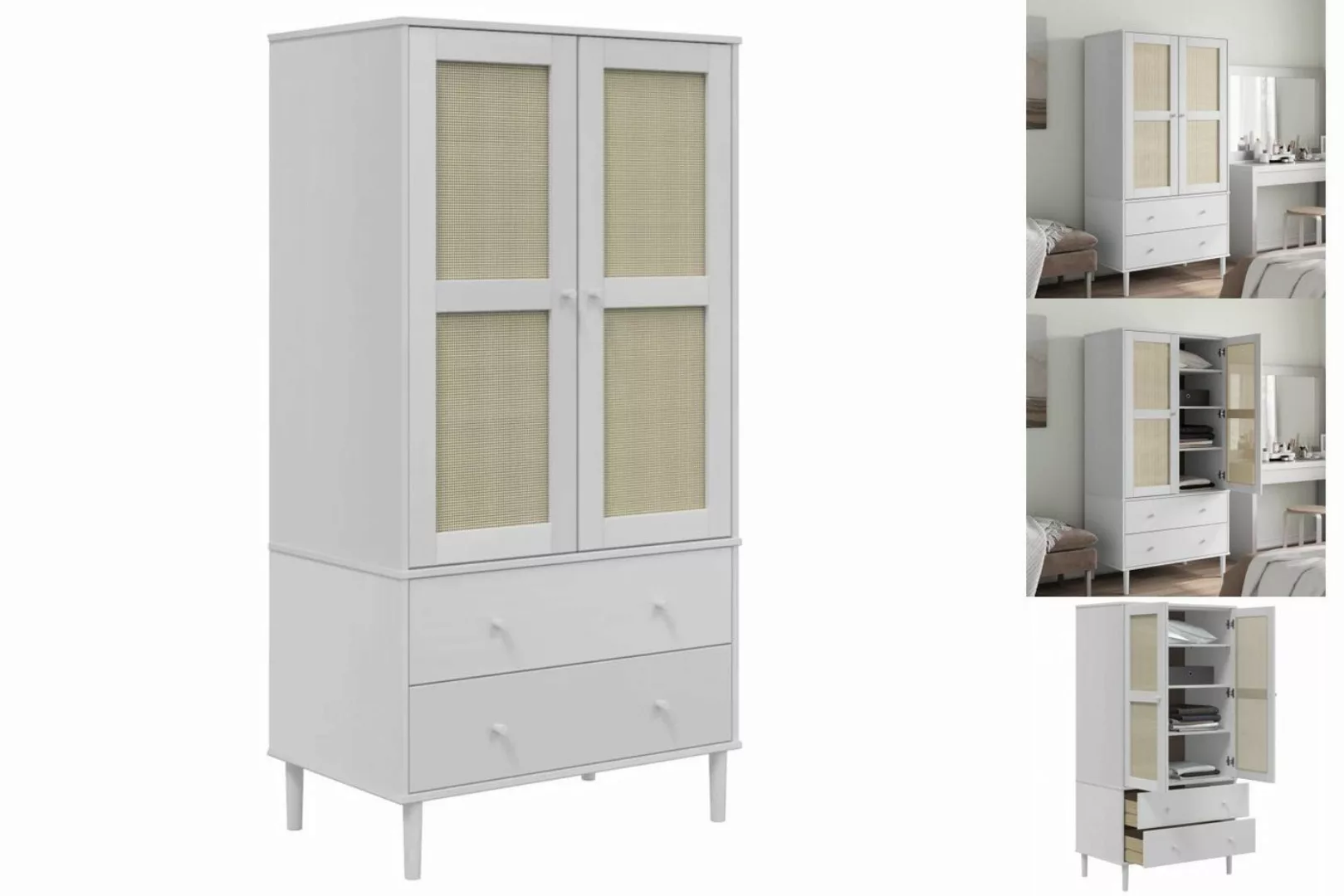 vidaXL Kleiderschrank Kleiderschrank SENJA Rattan-Optik Weiß 90x55x175 cm K günstig online kaufen