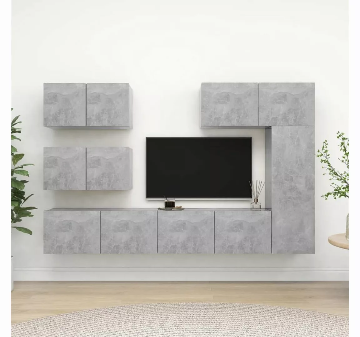 vidaXL TV-Schrank 6-tlg. TV-Schrank-Set Betongrau Holzwerkstoff (6-St) günstig online kaufen