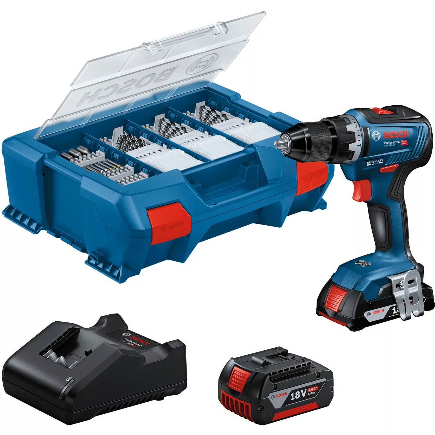 Bosch Professional Akku-Bohrschrauber GSR 18V-55 mit Akkus, L-Case & 100 AC günstig online kaufen