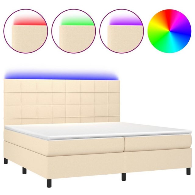 vidaXL Bettgestell Boxspringbett mit Matratze LED Creme 200x200 cm Stoff Be günstig online kaufen