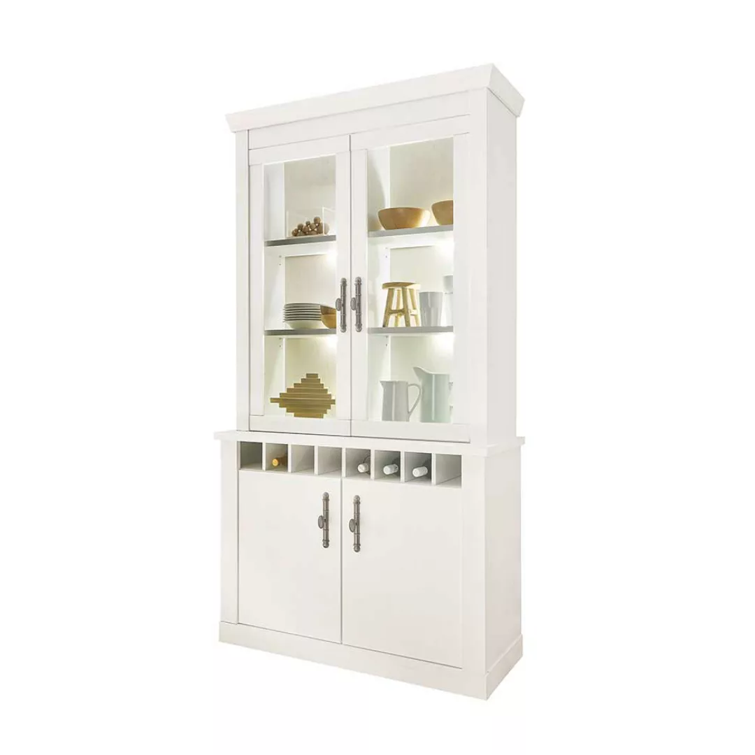 Buffetschrank Küchenbuffetschrank in Holzoptik Pinie weiß 207 cm hoch günstig online kaufen