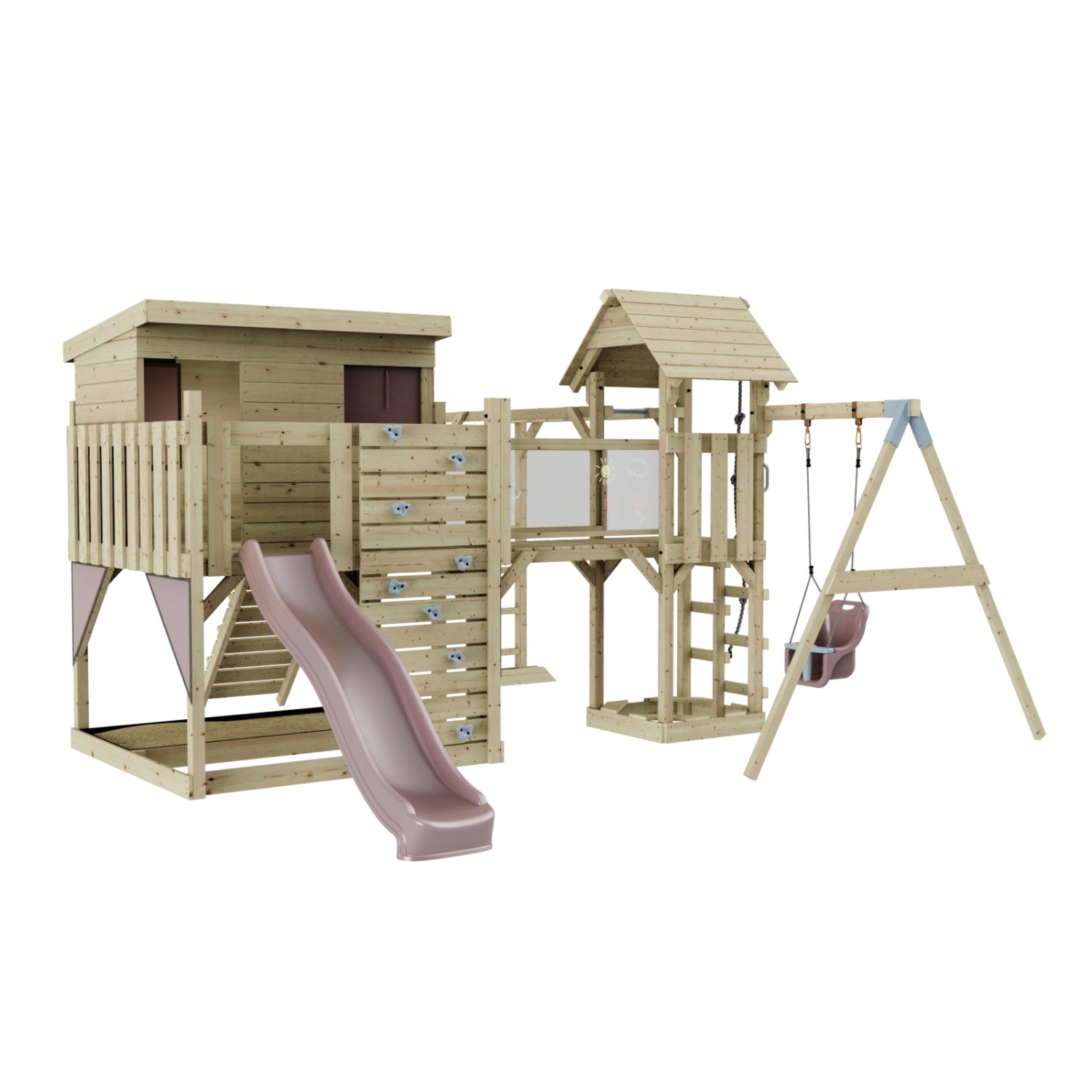 OutdoorToys Spielturm Inga mit Babyschaukel Altrosa günstig online kaufen
