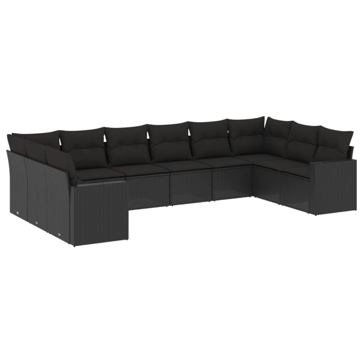 vidaXL 10-Tlg Garten-Sofagarnitur mit Kissen Schwarz Poly Rattan 3219455 günstig online kaufen