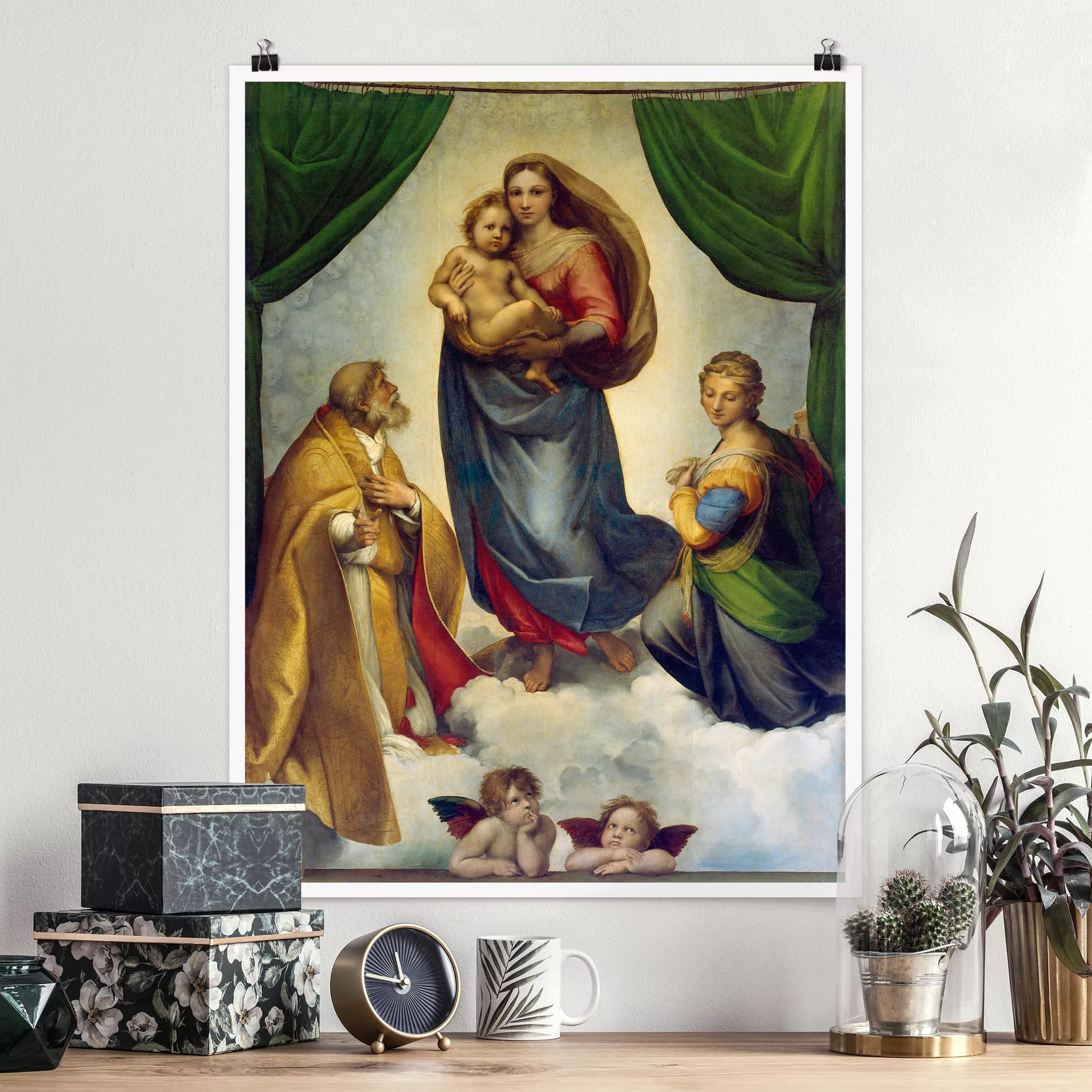 Poster Kunstdruck - Hochformat Raffael - Die Sixtinische Madonna günstig online kaufen