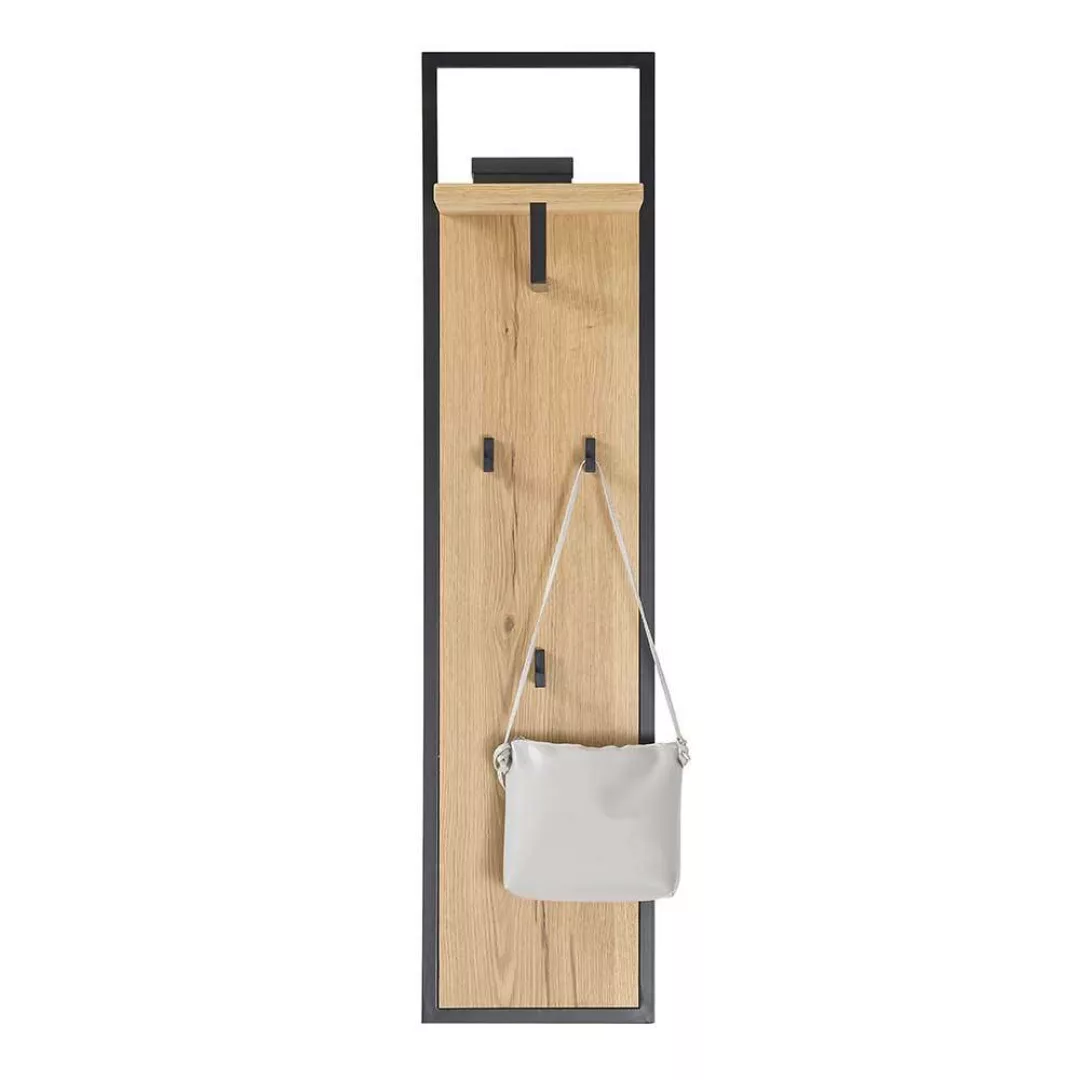 Wandgarderobe in Eichefarben & Schwarz 125 cm hoch günstig online kaufen