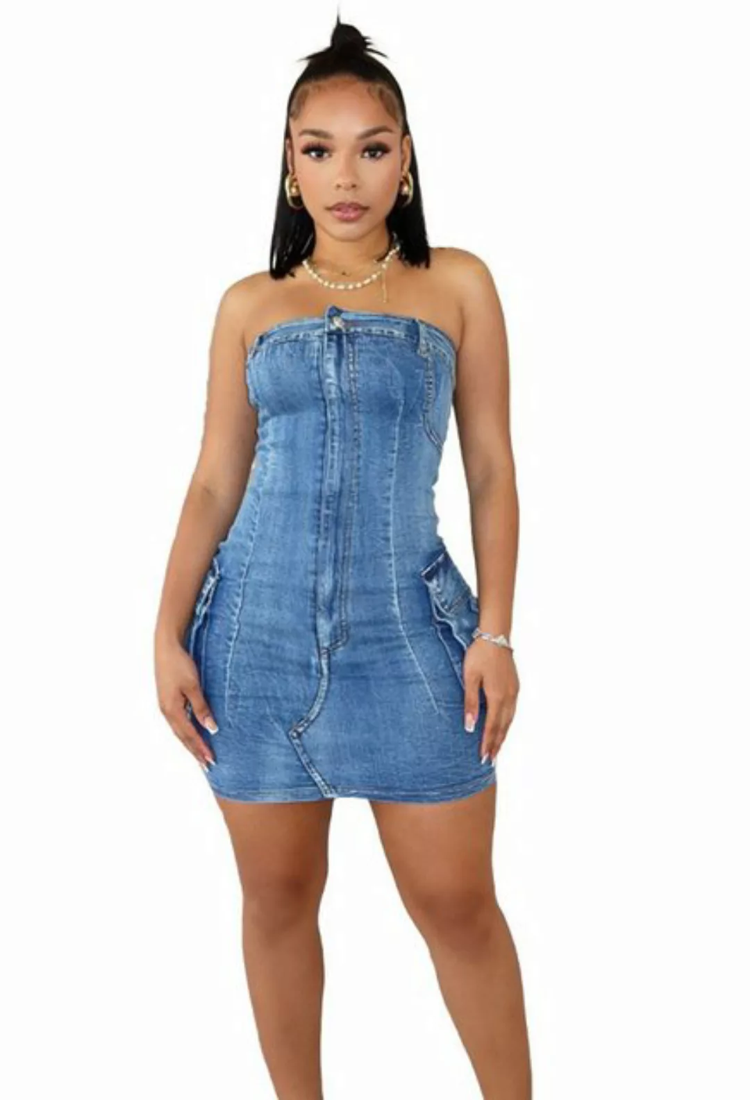 SEGUEN Jeanskleid Trägerloser, geknöpfter Stretch-Jeansrock (Sommerliches s günstig online kaufen