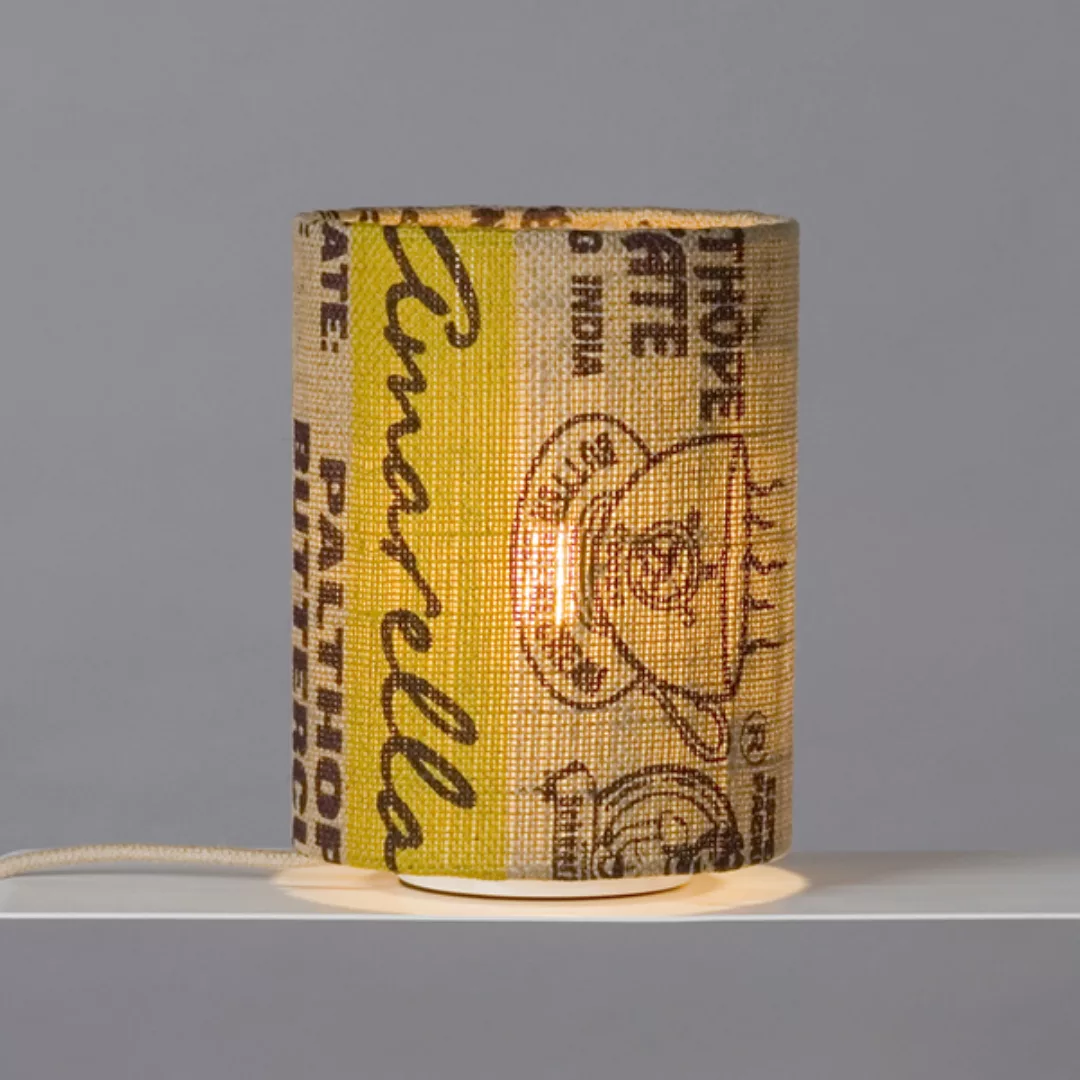 Tischlampe N°16 Perlbohne mit Kaffeesack-Schirm günstig online kaufen