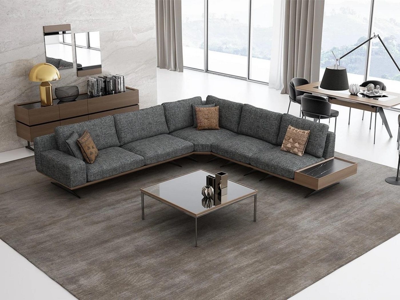 Xlmoebel Ecksofa Luxuriöses Polstermöbel-Set für das Wohnzimmer mit grauem günstig online kaufen