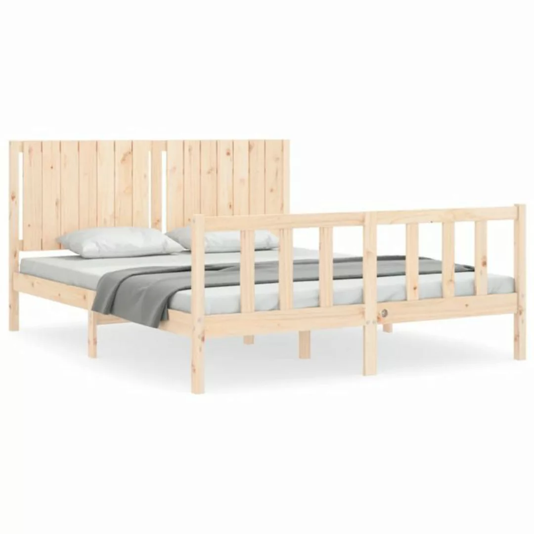 vidaXL Bettgestell Massivholzbett mit Kopfteil 160x200 cm Bett Bettgestell günstig online kaufen