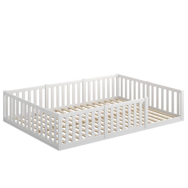 CADANI Kinderbett Teso Bodenbett weiß 90x200 cm (flexibler Rausfallschutz), günstig online kaufen