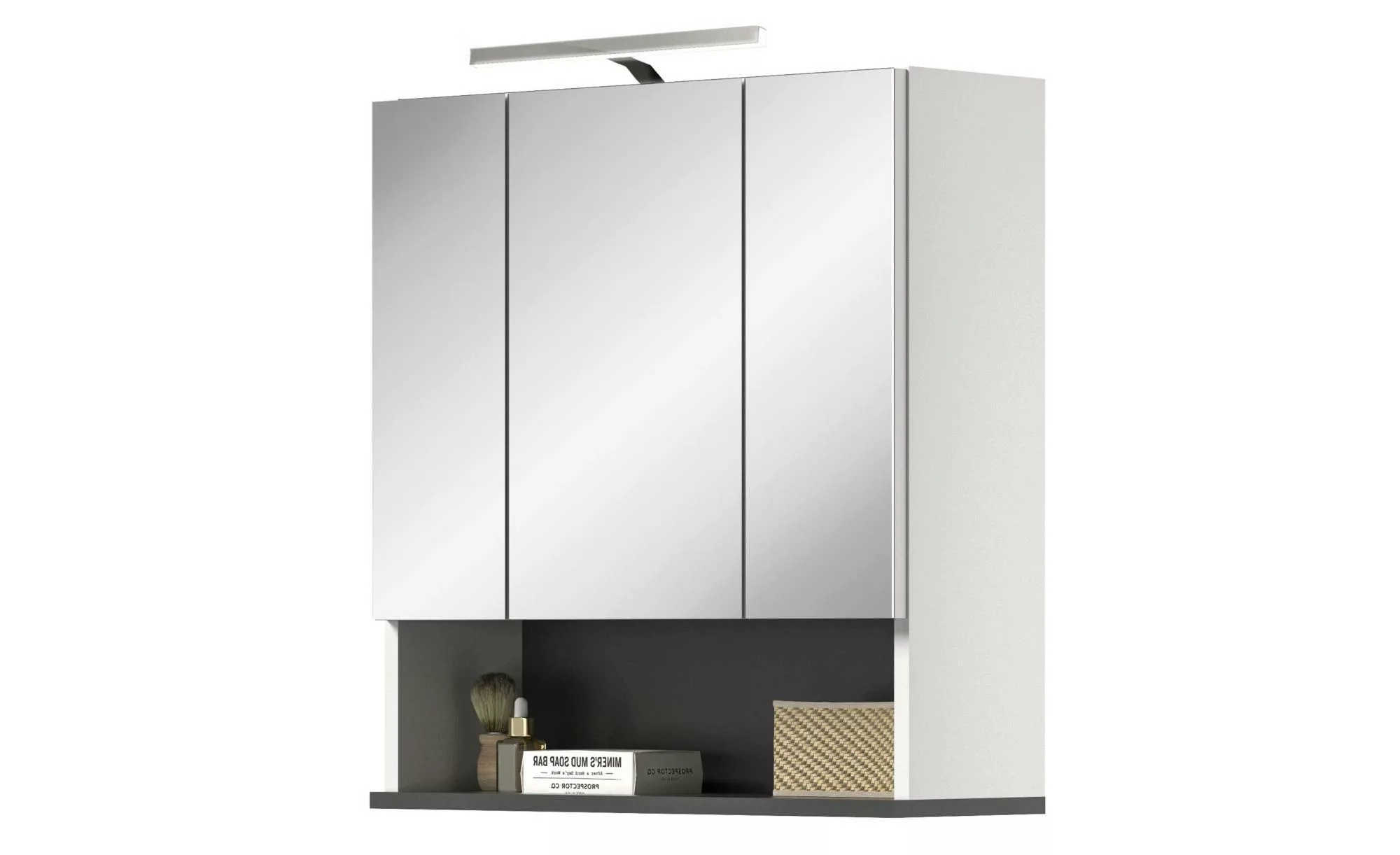 xonox.home Badezimmerspiegelschrank in weiß/anthrazit mit Absetzungen in an günstig online kaufen