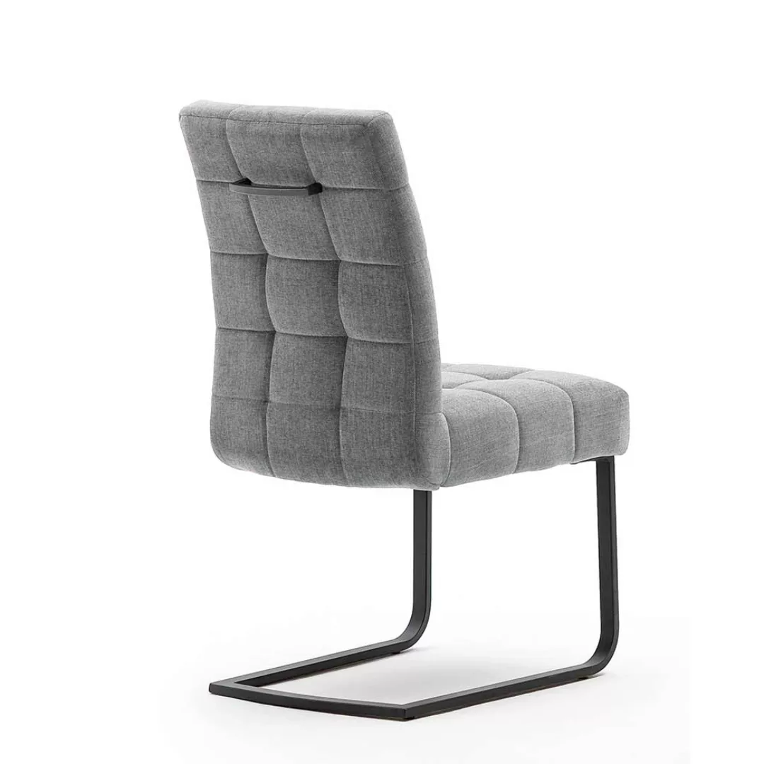 Freischwinger Stühle in Grau Chenillegewebe Metallgestell (2er Set) günstig online kaufen