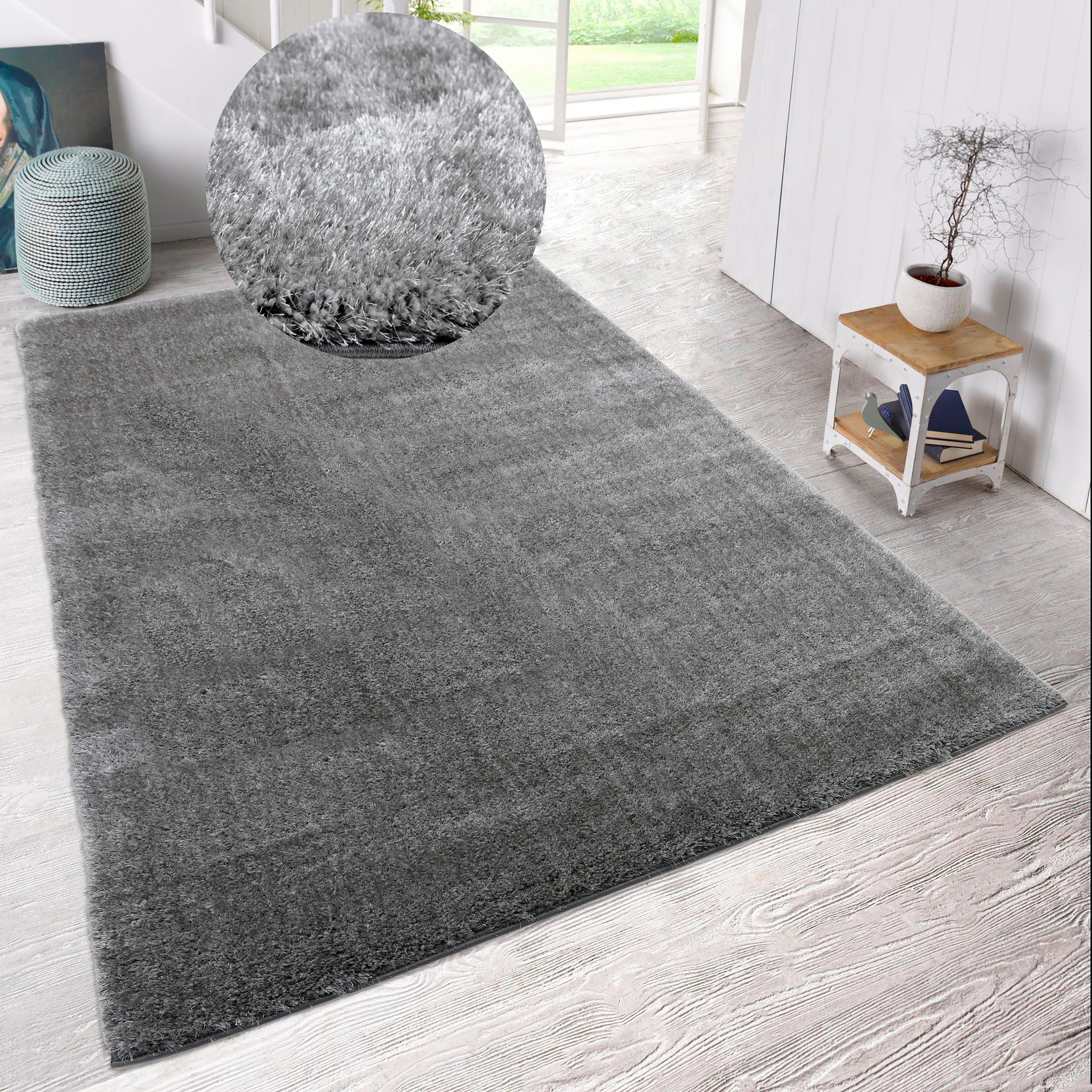 my home Hochflor-Teppich Malin, rechteckig, Höhe: günstig online kaufen