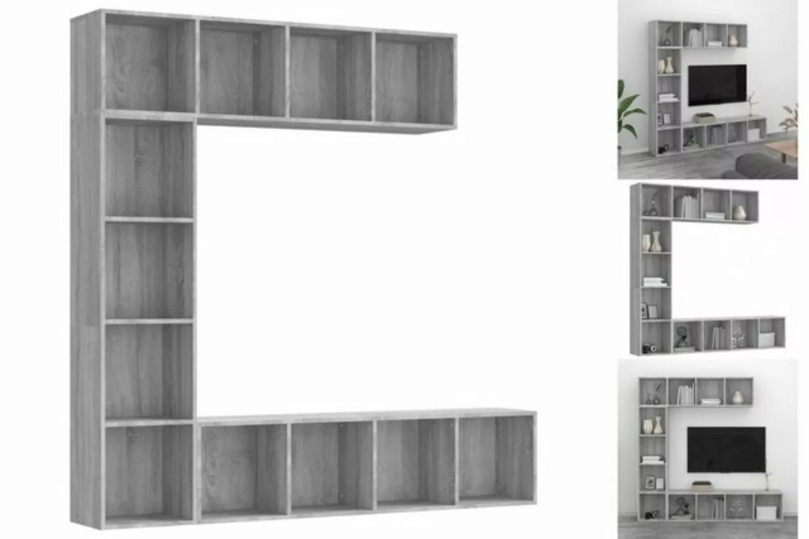 vidaXL TV-Schrank 3-tlg Bücherregal-TV-Schrank-Set Grau Sonoma 180x30x180 c günstig online kaufen