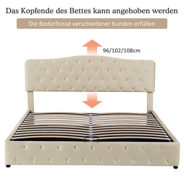 WISHDOR Polsterbett Polsterbett Doppelbett Bett hydraulisches Funktionsbett günstig online kaufen