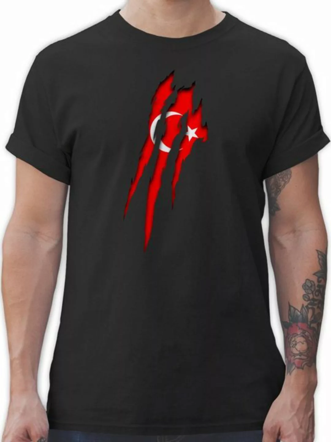 Shirtracer T-Shirt Türkei Krallenspuren Länder Wappen günstig online kaufen