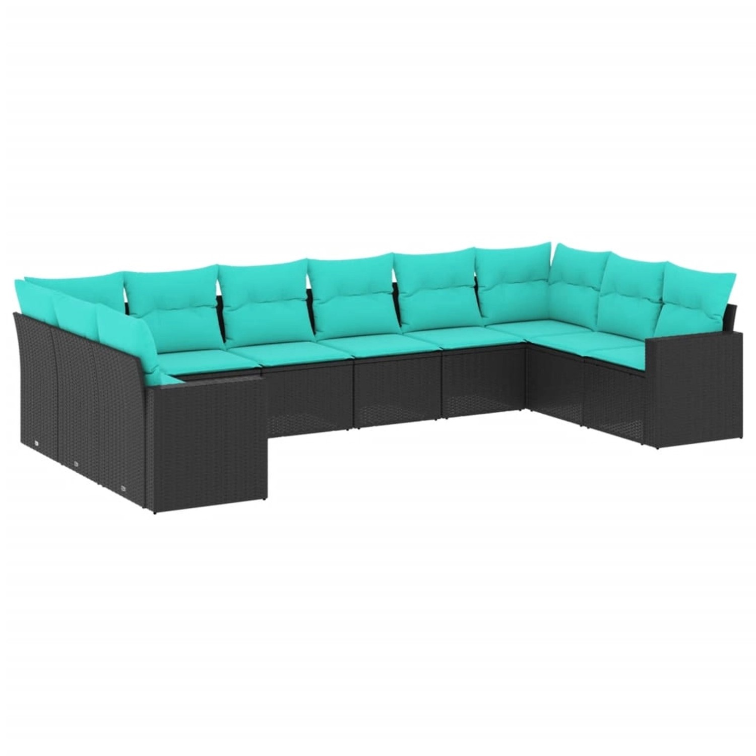 vidaXL 10-Tlg Garten-Sofagarnitur mit Kissen Schwarz Poly Rattan 3219457 günstig online kaufen