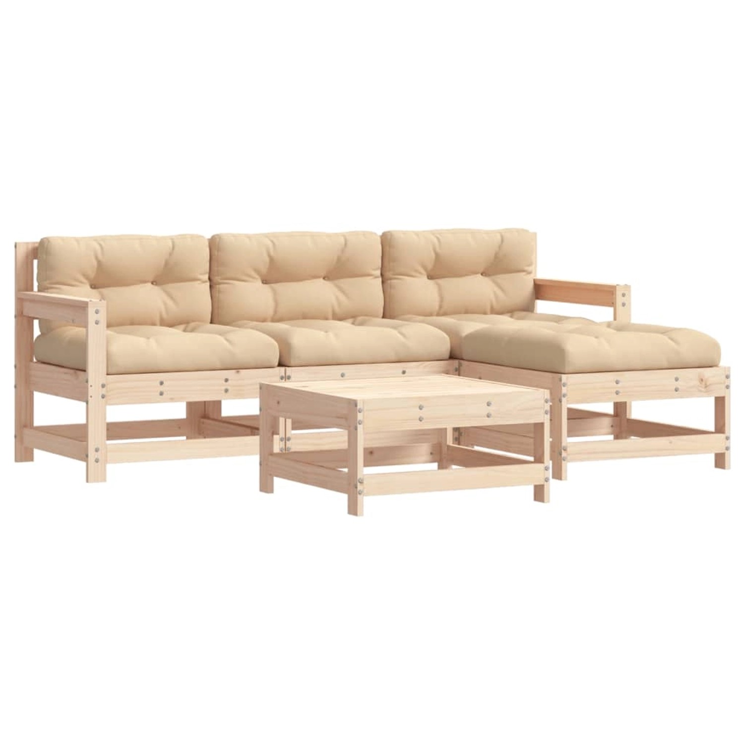 vidaXL 5-tlg Garten-Lounge-Set mit Kissen Massivholz Modell 2 günstig online kaufen