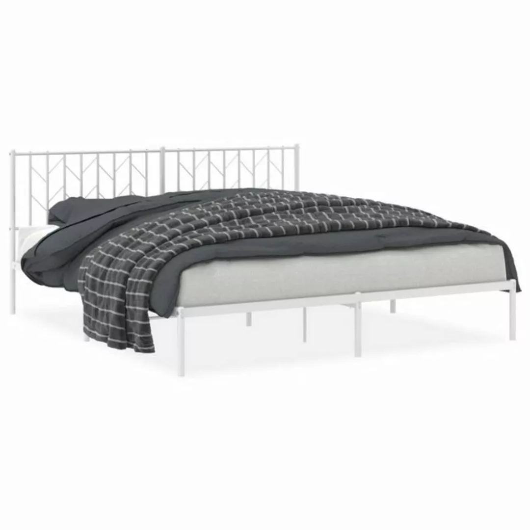 vidaXL Bettgestell, Bettrahmen mit Kopfteil Metall Weiß 183x213 cm günstig online kaufen