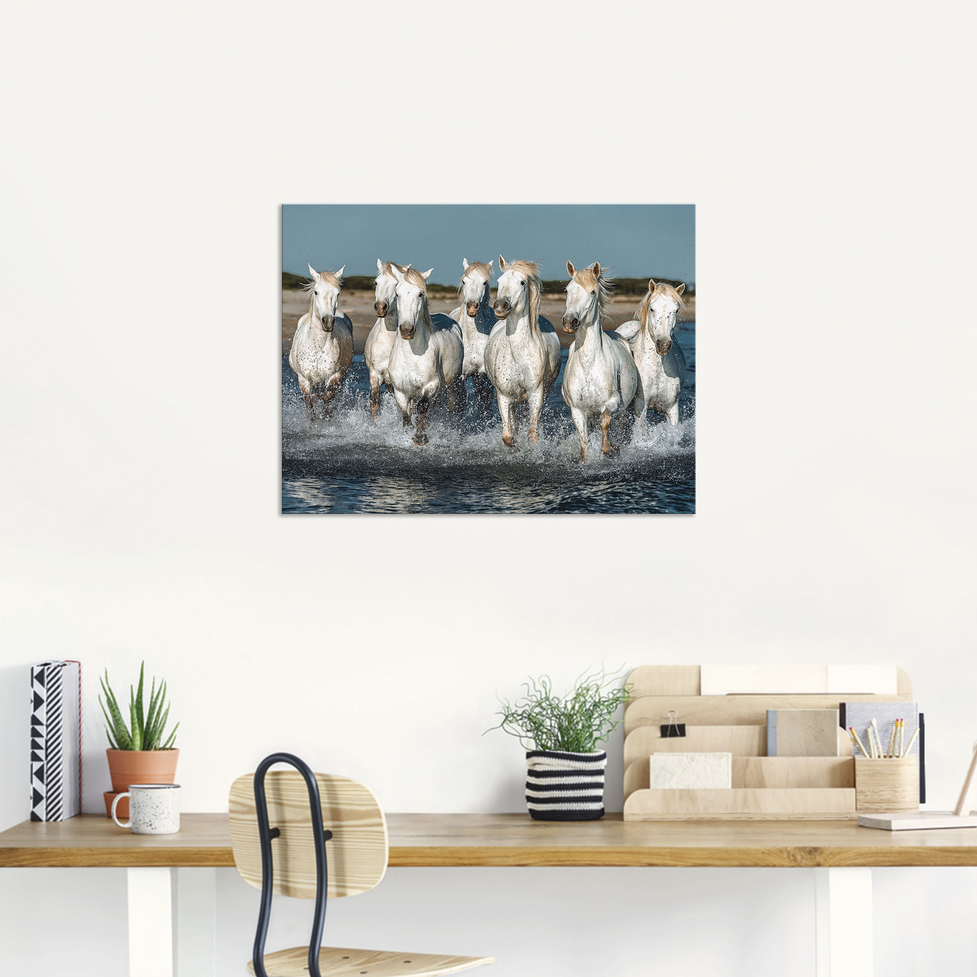 Artland Wandbild »Camargue Pferde galoppieren am Strand«, Haustiere, (1 St. günstig online kaufen