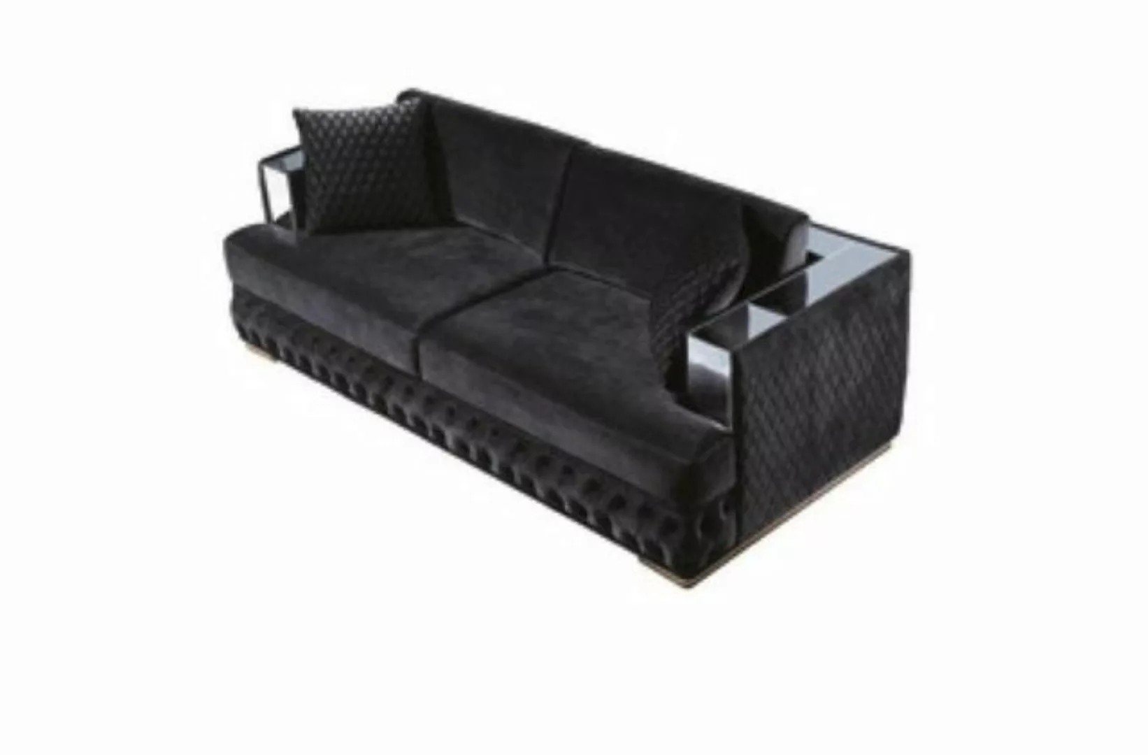 JVmoebel Sofa Schwarzer Dreisitzer Chesterfield Couch Schwarz Sofas Textil günstig online kaufen