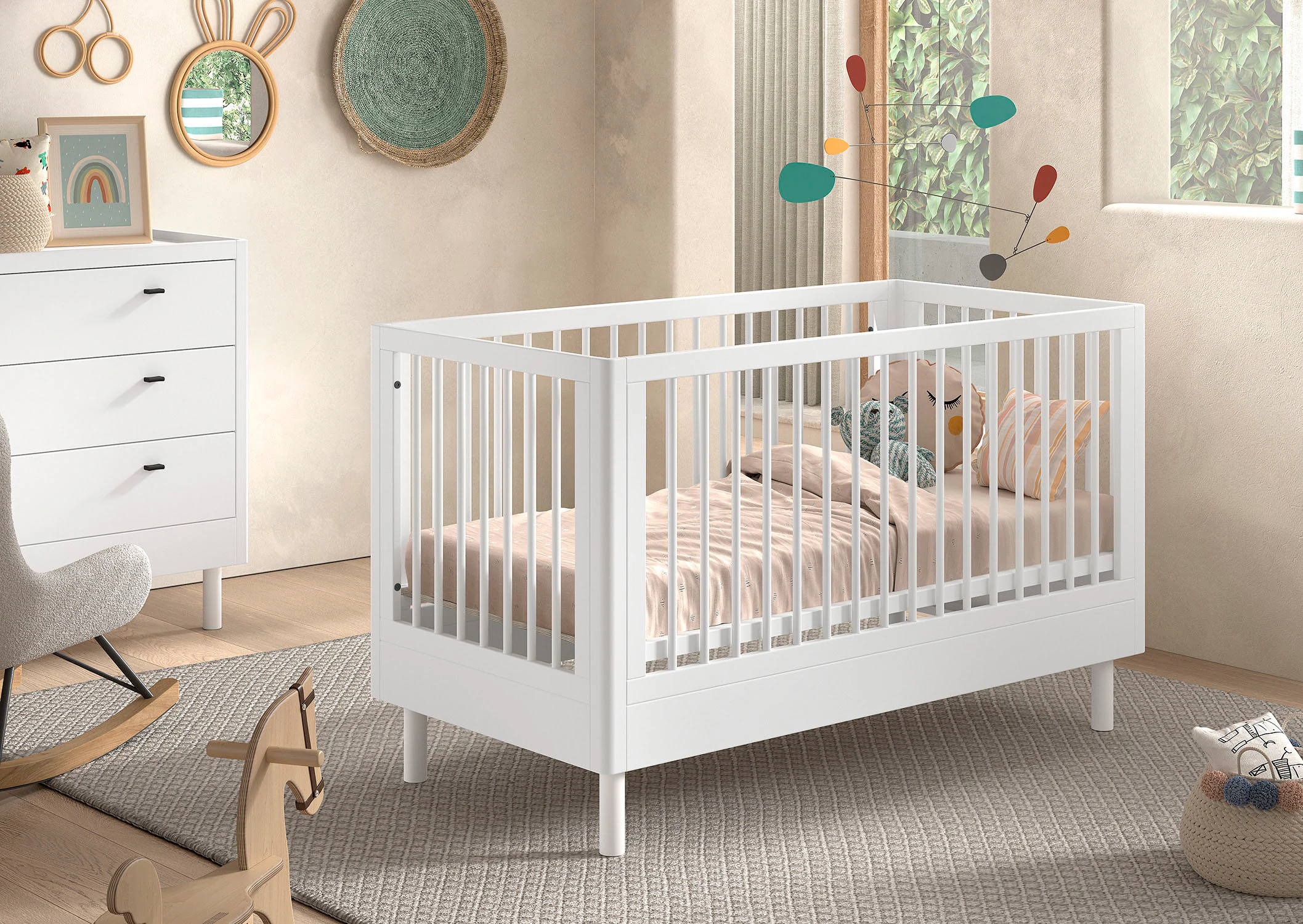 Home affaire Babybett »Forrest, aus massiver Buche weiß lackiert, zeitloses günstig online kaufen