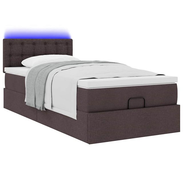 vidaXL Bett Ottoman-Bett mit Matratze & LEDs Dunkelbraun 80x200 cm Stoff günstig online kaufen