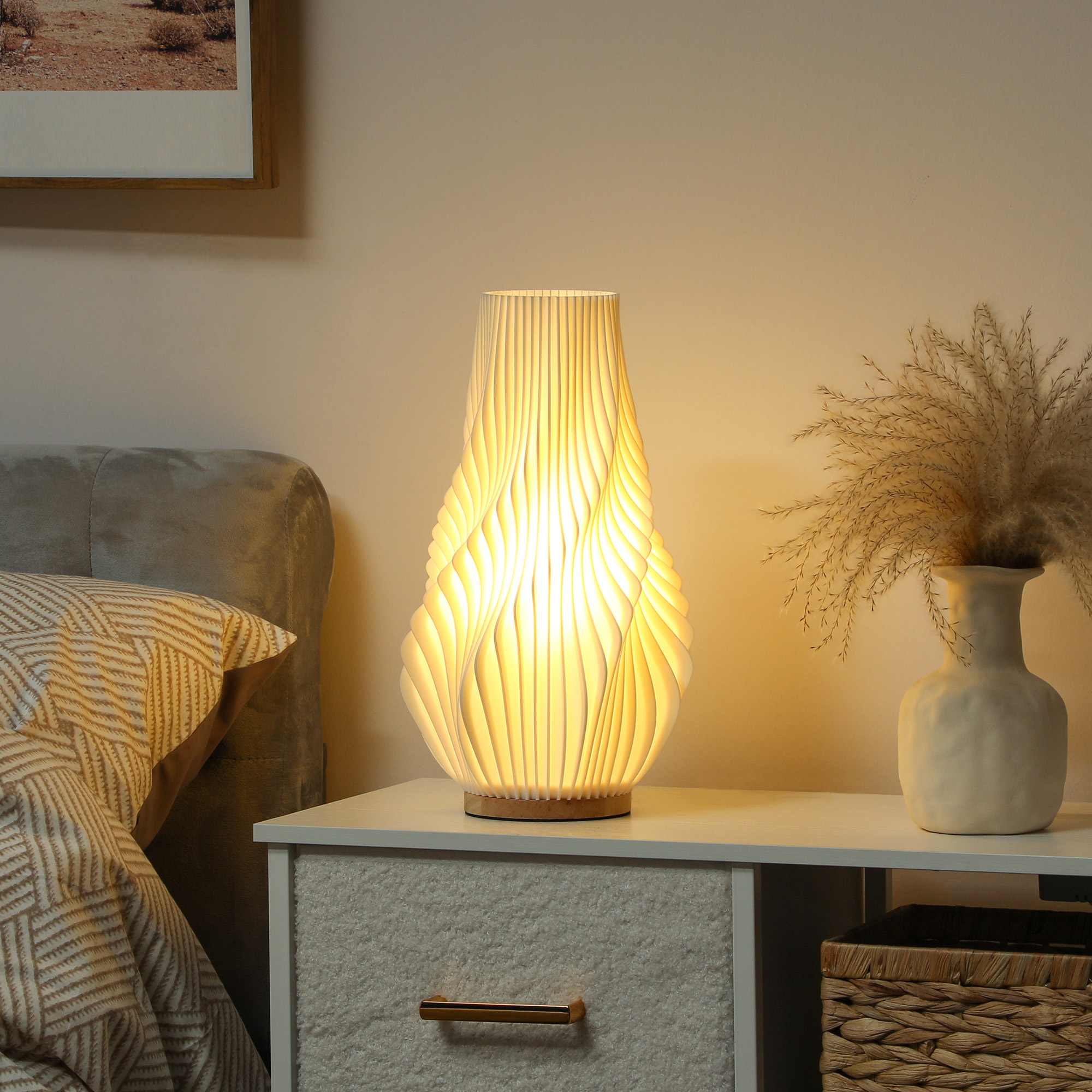 HOMCOM Tischlampe, Smart LED Tischleuchte mit 3D-Druck blütenähnlichen Lamp günstig online kaufen