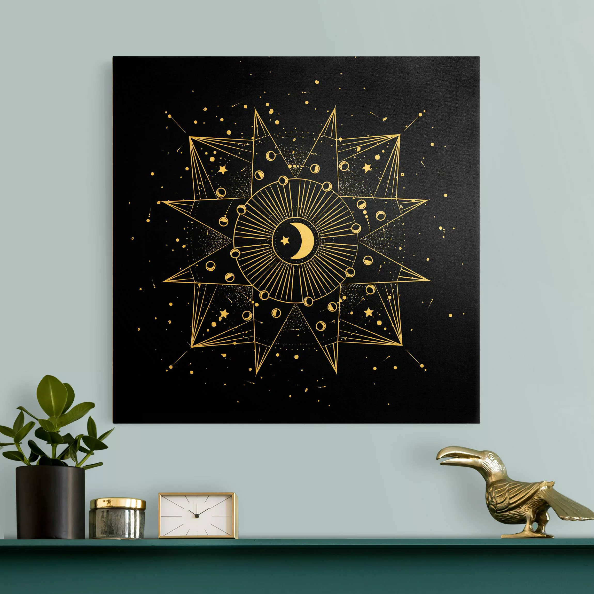 Leinwandbild Gold Astrologie Mond Magie Schwarz günstig online kaufen