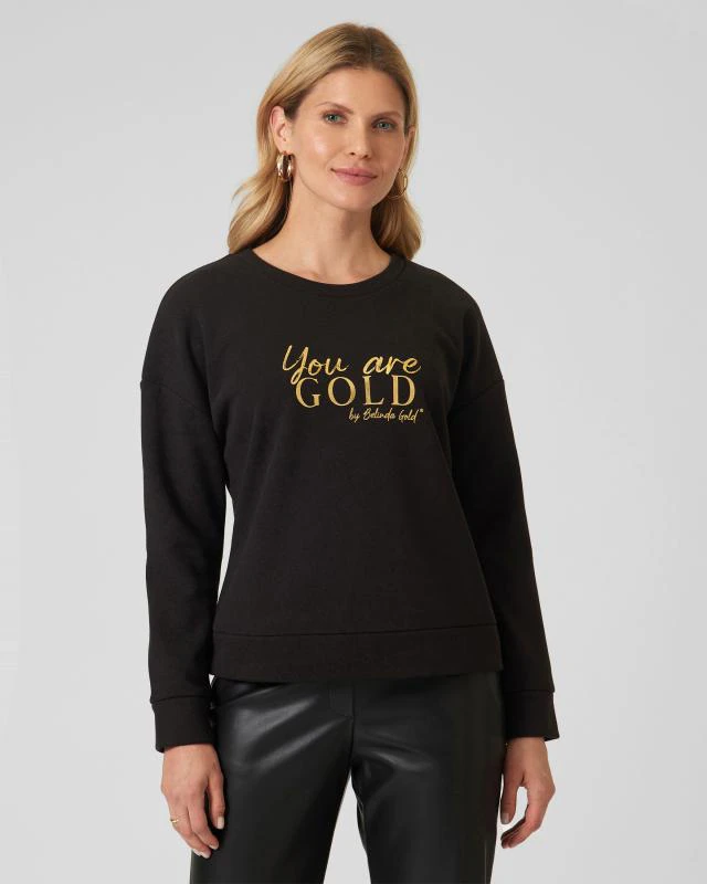 BE GOLD Flausch-Sweatshirt mit Schriftdruck günstig online kaufen