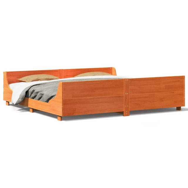 vidaXL Bett, Massivholzbett ohne Matratze Wachsbraun 180x200 Kiefernholz günstig online kaufen