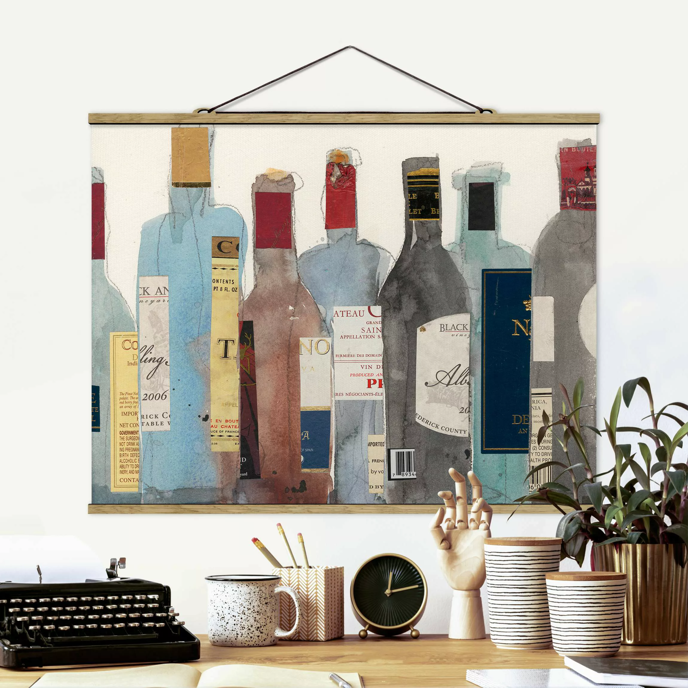 Stoffbild Küche mit Posterleisten - Querformat Wein & Spirituosen II günstig online kaufen
