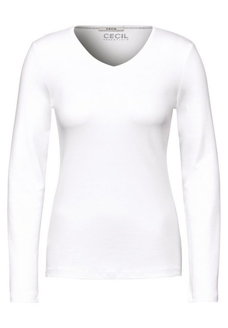 Cecil Langarmshirt Cecil Basic Shirt Pia in Universal Blue (1-tlg) Nicht Vo günstig online kaufen