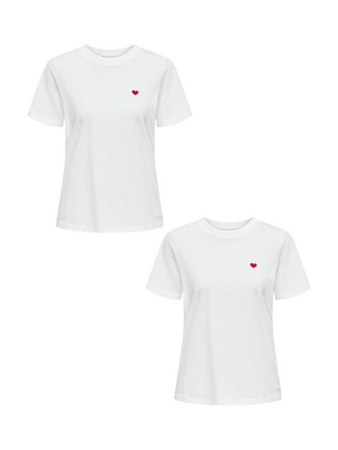 JACQUELINE de YONG T-Shirt T-Shirt 2er-Set Rundhals Kurzarn lockeres Baumwo günstig online kaufen