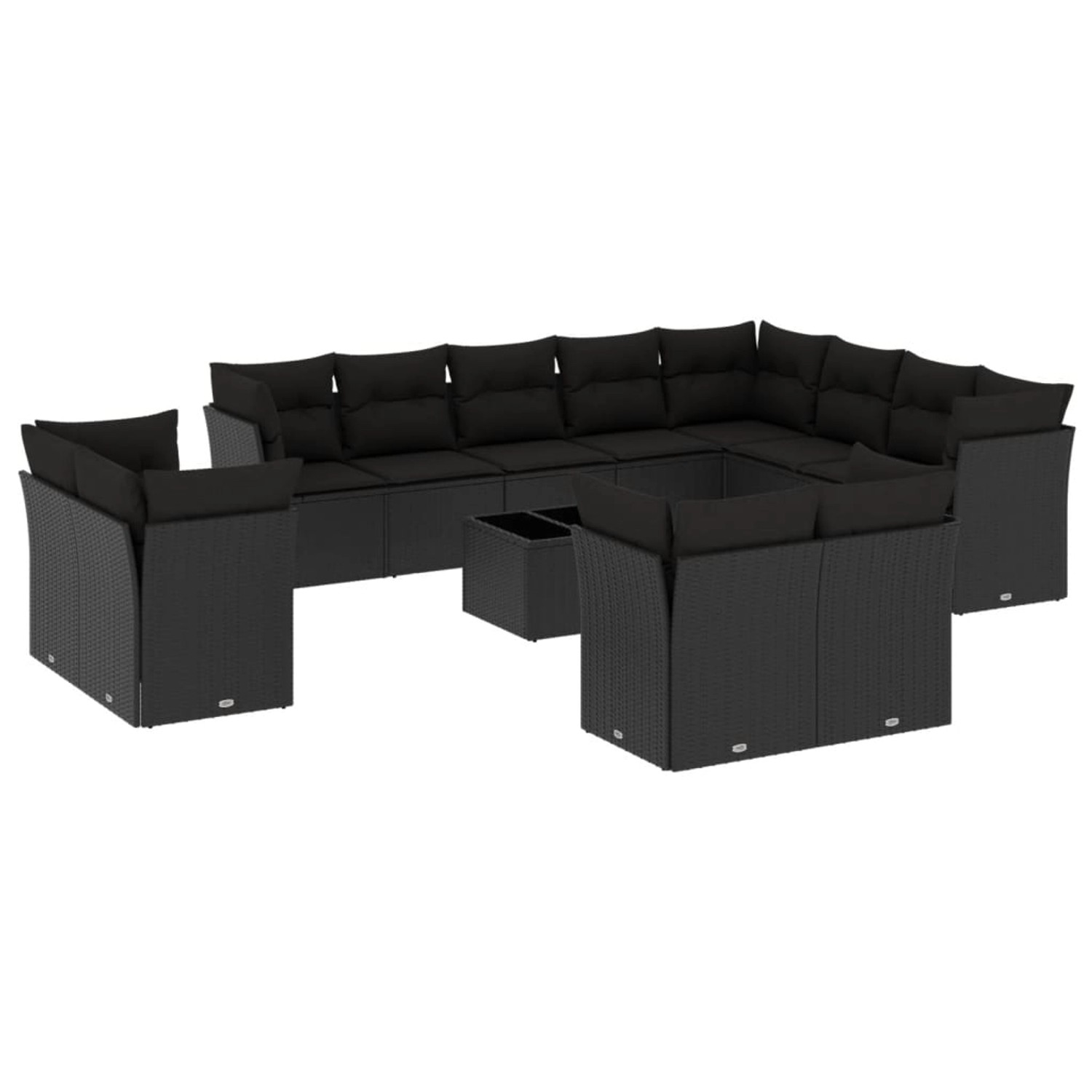 vidaXL 13-tlg Garten-Sofagarnitur mit Kissen Schwarz Poly Rattan Modell 41 günstig online kaufen