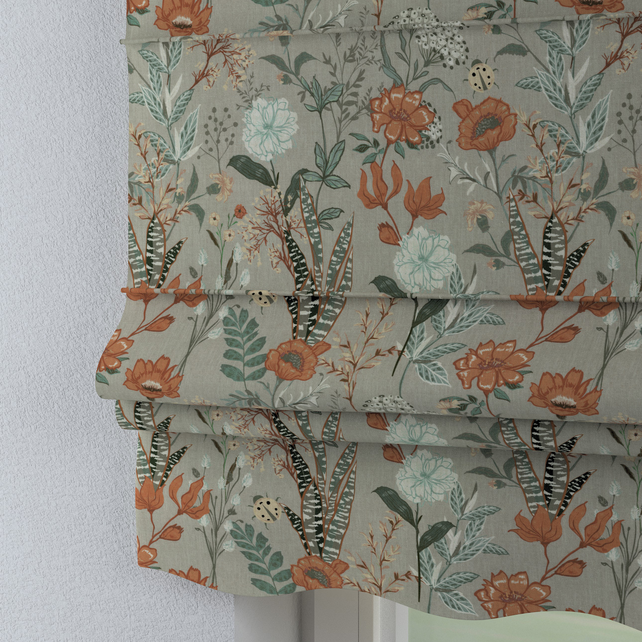 Dekoria Raffrollo Firenze, grau-orange-grün, 110 x 150 cm günstig online kaufen