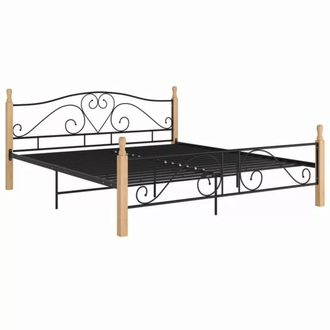 vidaXL Bettgestell Bettgestell Schwarz Metall 200x200 cm Doppelbett Bett Be günstig online kaufen