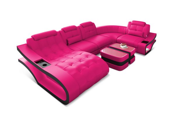 Sofa Dreams Wohnlandschaft Ledersofa Leder Couch Elegante U-Form Ledercouch günstig online kaufen