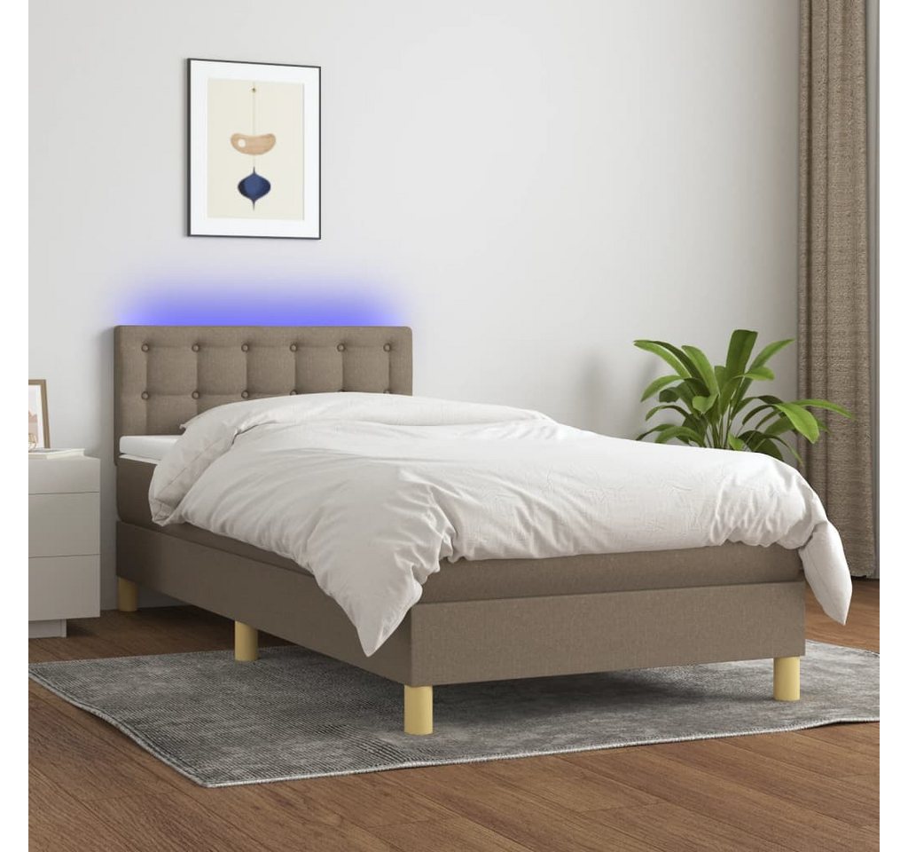 vidaXL Boxspringbett Boxspringbett mit Matratze LED Taupe 90x200 cm Stoff B günstig online kaufen